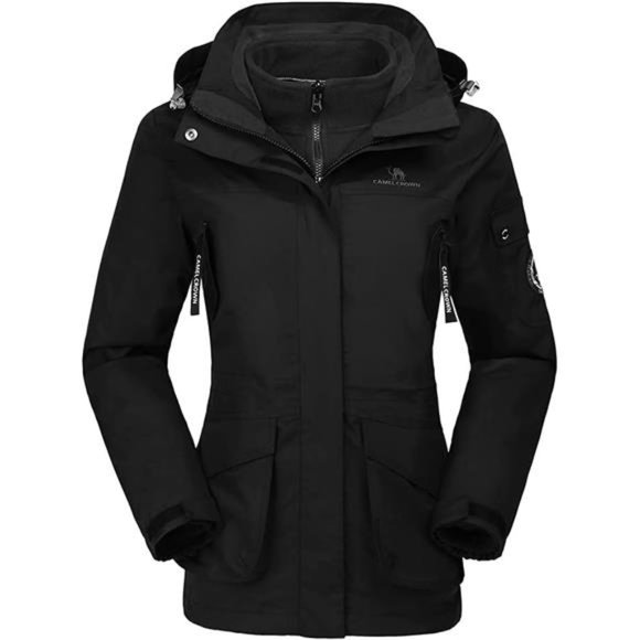 Womens Waterproof Ski Jacket 3-in-1 Windbreaker Winter Coat Fleece Inner